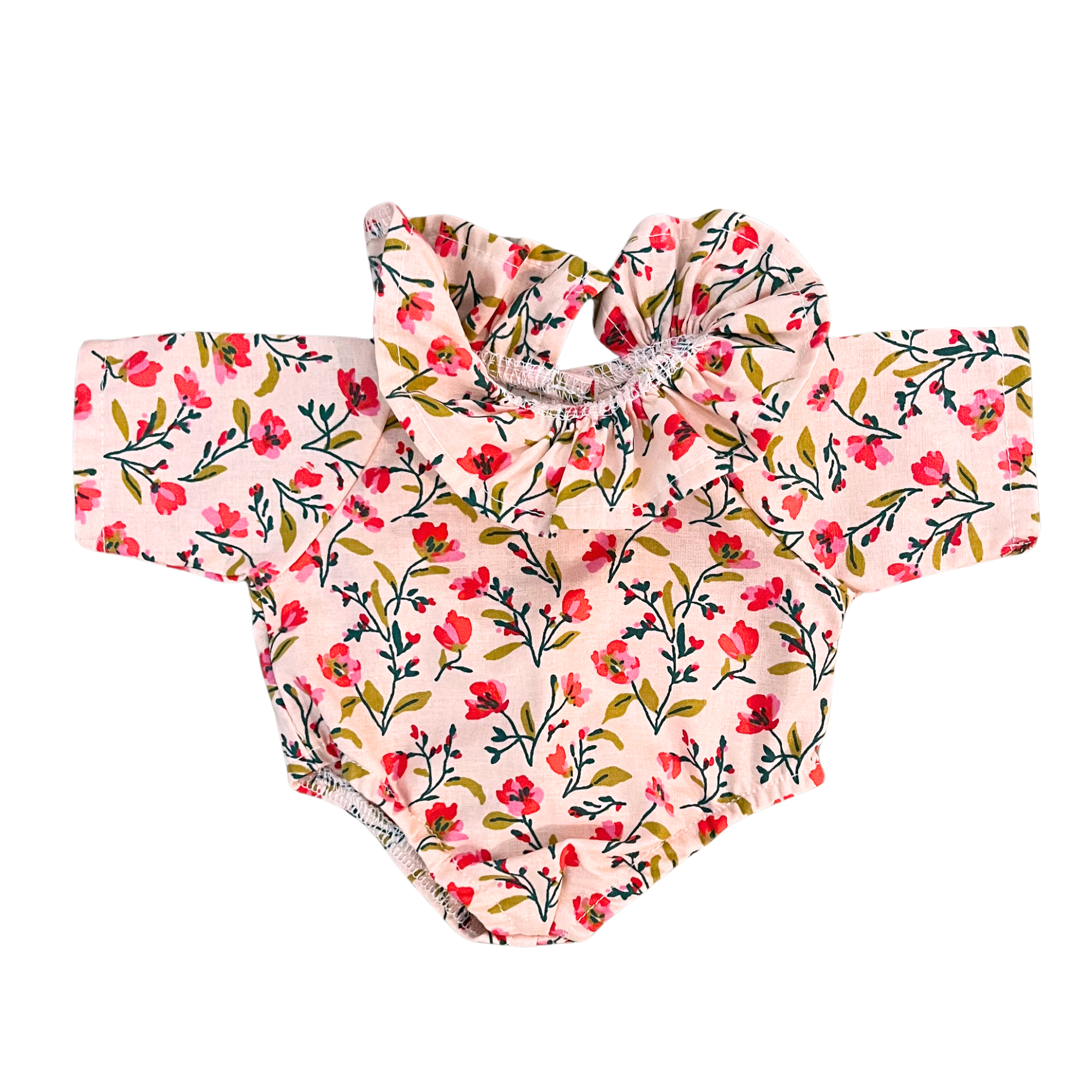 Barboteuse fleurs roses col pierrot