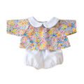 Ensemble blouse à fleurs à col + bloomer