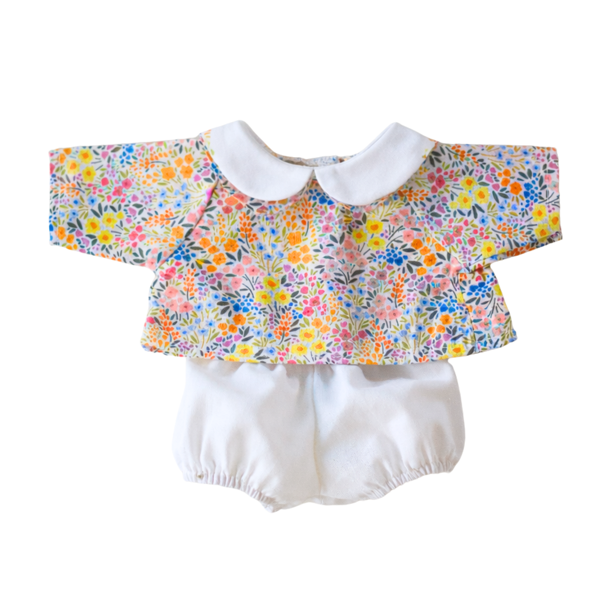 Ensemble blouse à fleurs à col + bloomer