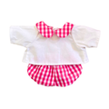 Ensemble blouse blanche à col + bloomer vichy rose fuchsia
