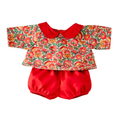 Ensemble blouse fleurs rouges + bloomer rouge