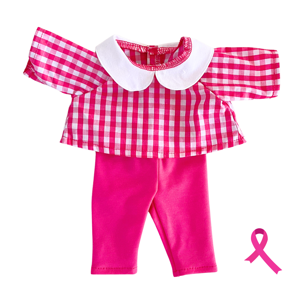 Ensemble blouse vichy rose fuchsia + legging rose