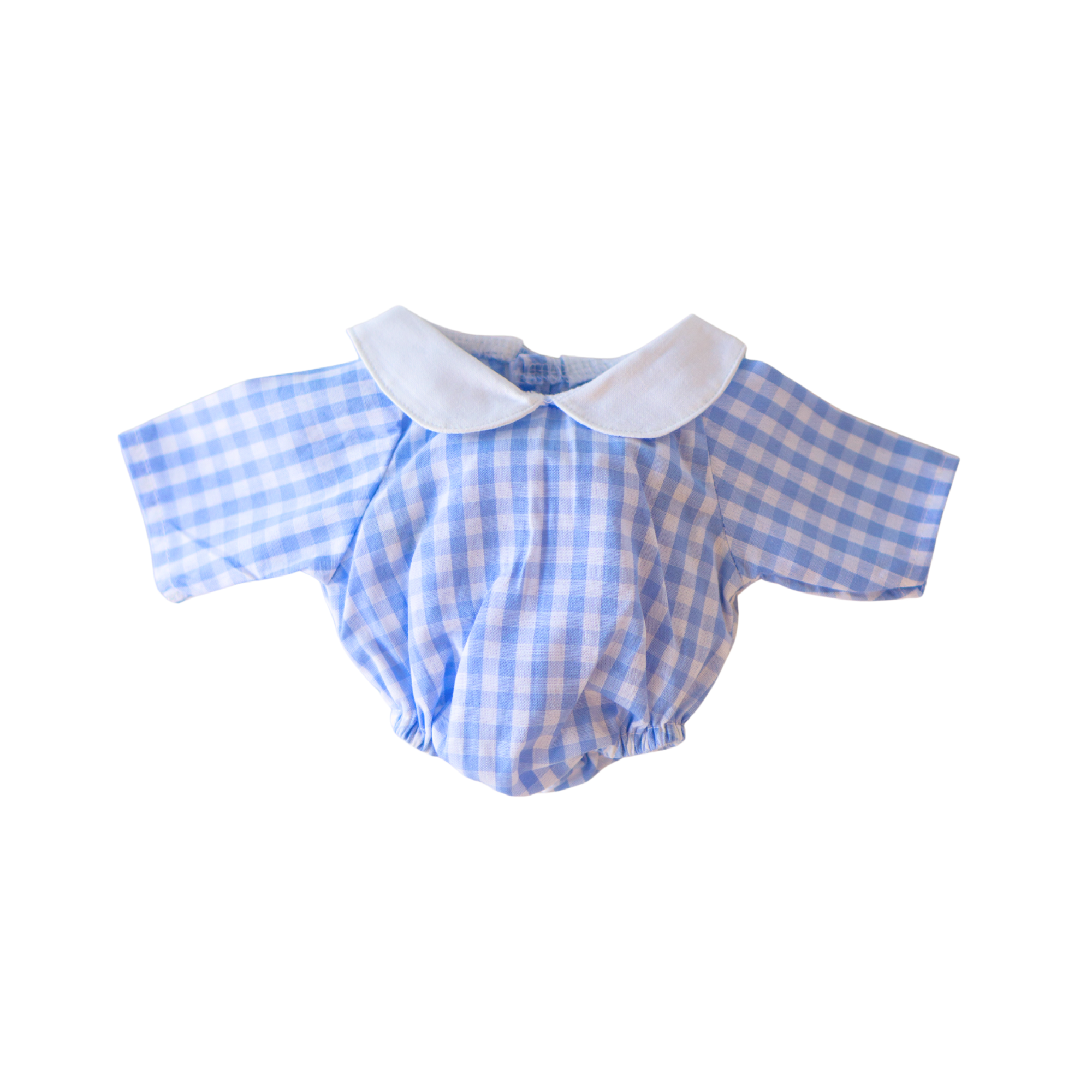 Barboteuse vichy bleue col claudine