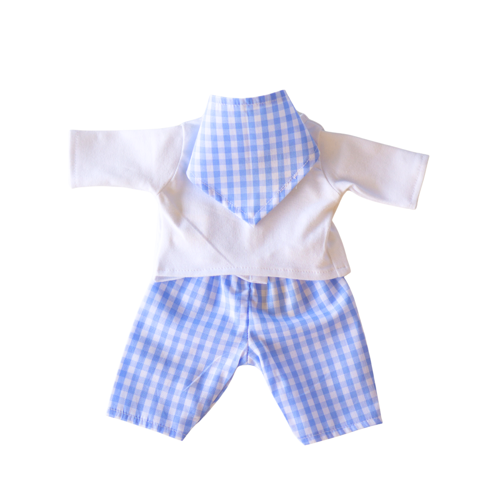 Ensemble T-shirt pantalon foulard vichy bleu