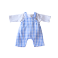 Salopette vichy bleue + T-Shirt jersey blanc
