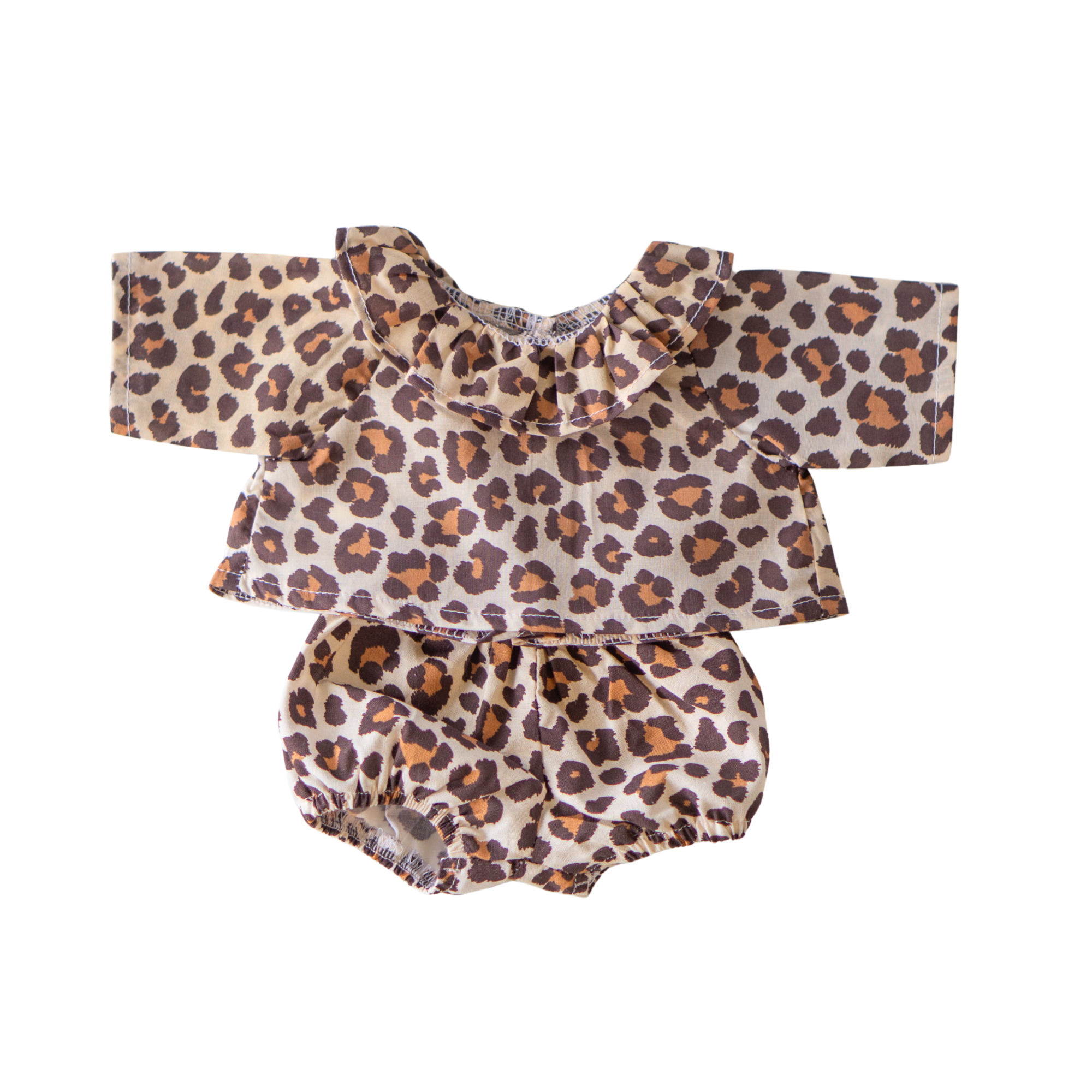 Ensemble blouse léopard à col + bloomer léopard