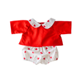 Ensemble blouse rouge à col + bloomer coeurs