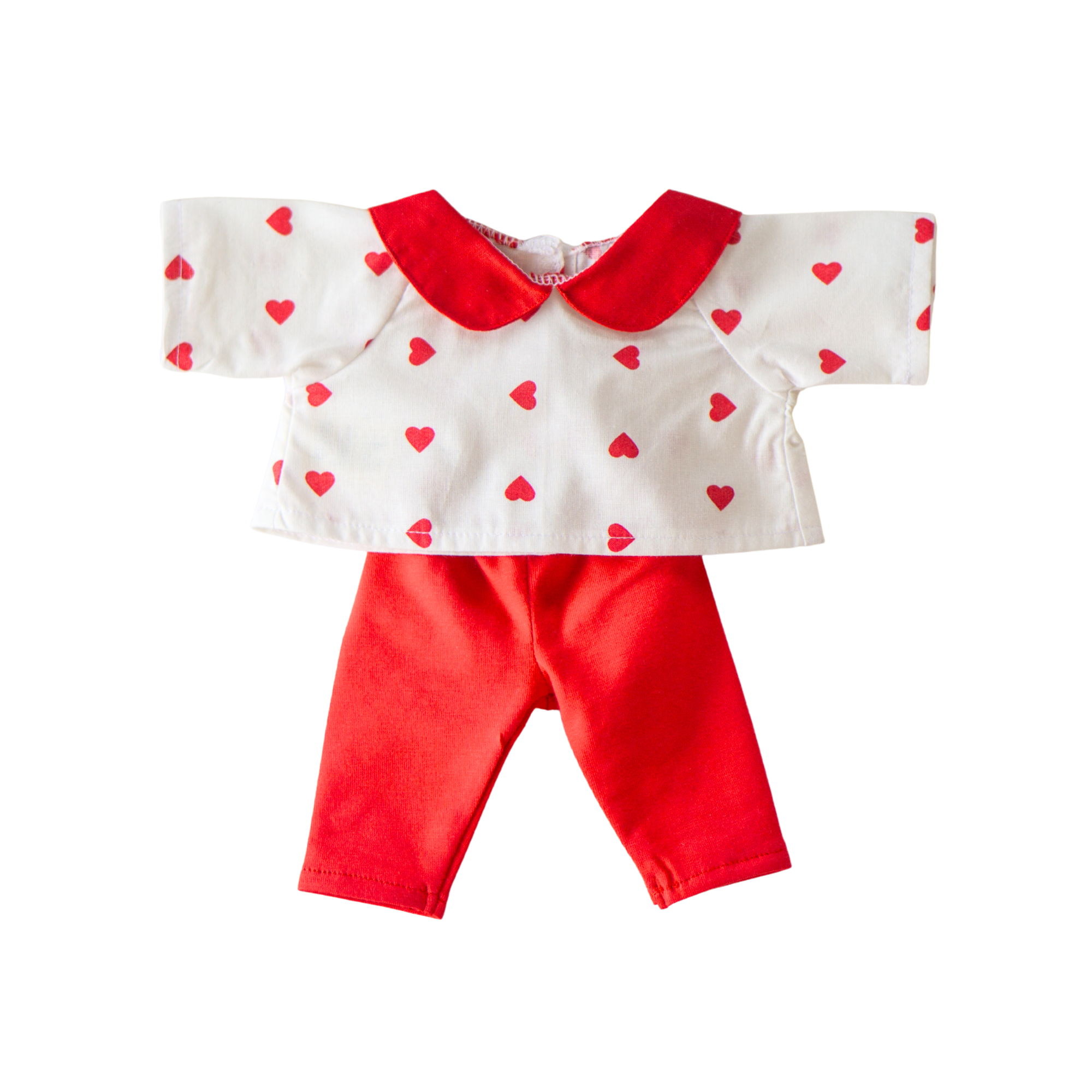 Ensemble blouse coeurs à col+ legging rouge