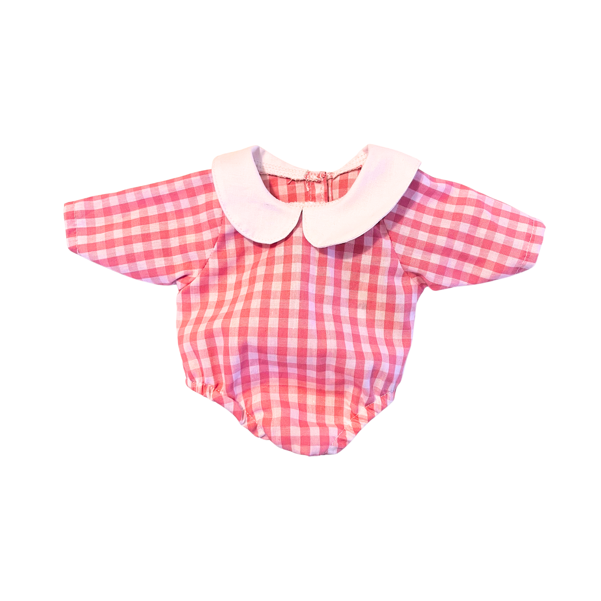 Barboteuse vichy rose col claudine