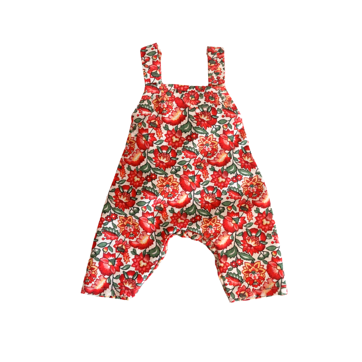 Salopette fleurs rouge
